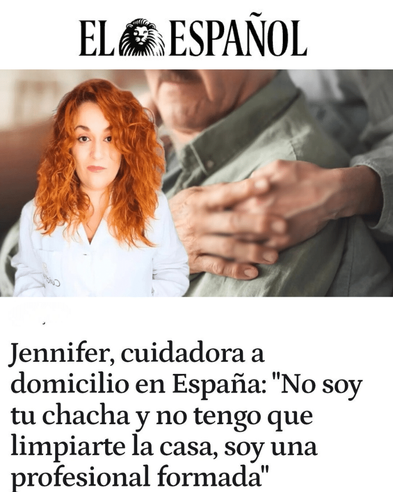 Jennifer en medio digital hablando sobre auxiliares de ayuda a domicilio