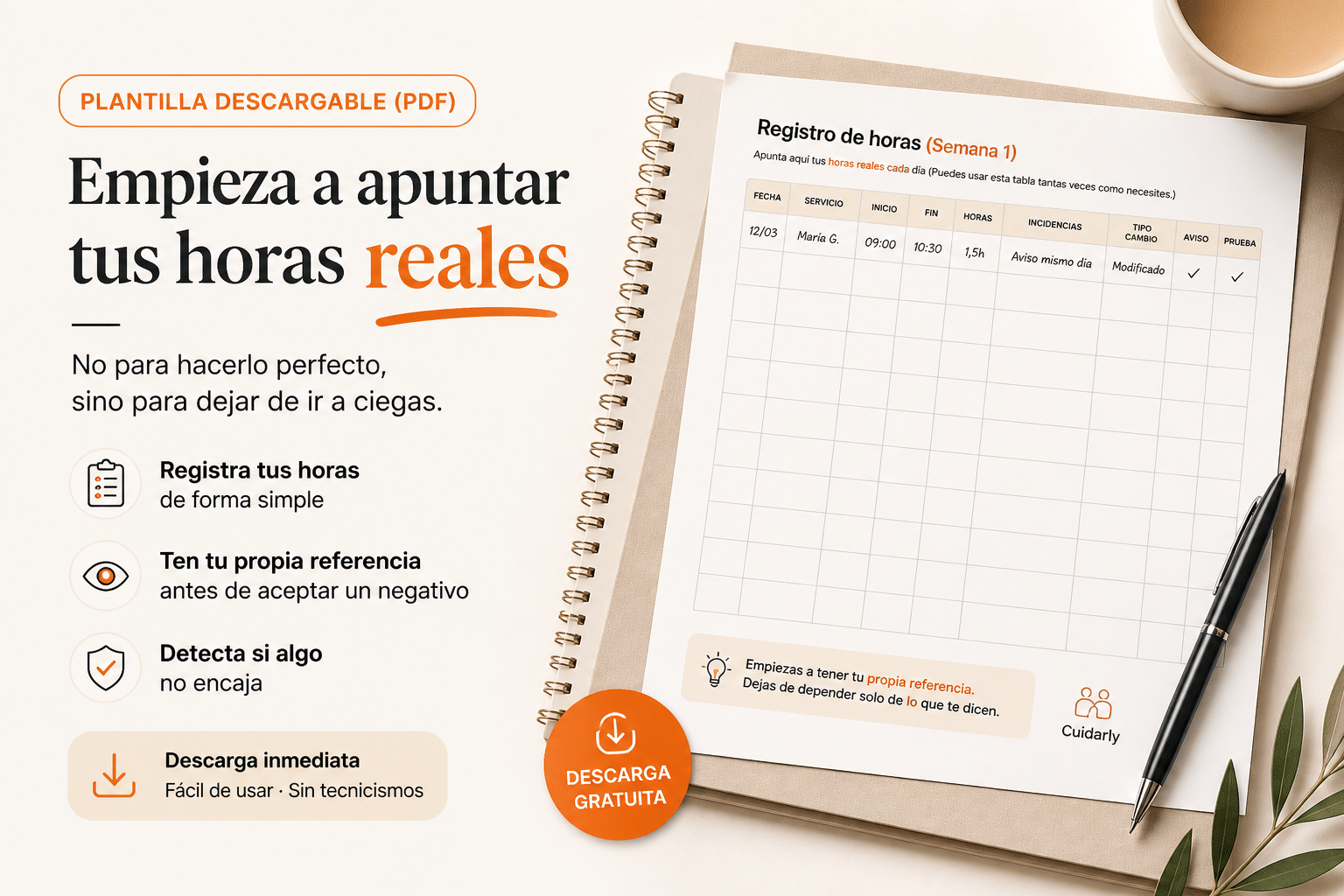 Plantilla para registrar horas reales